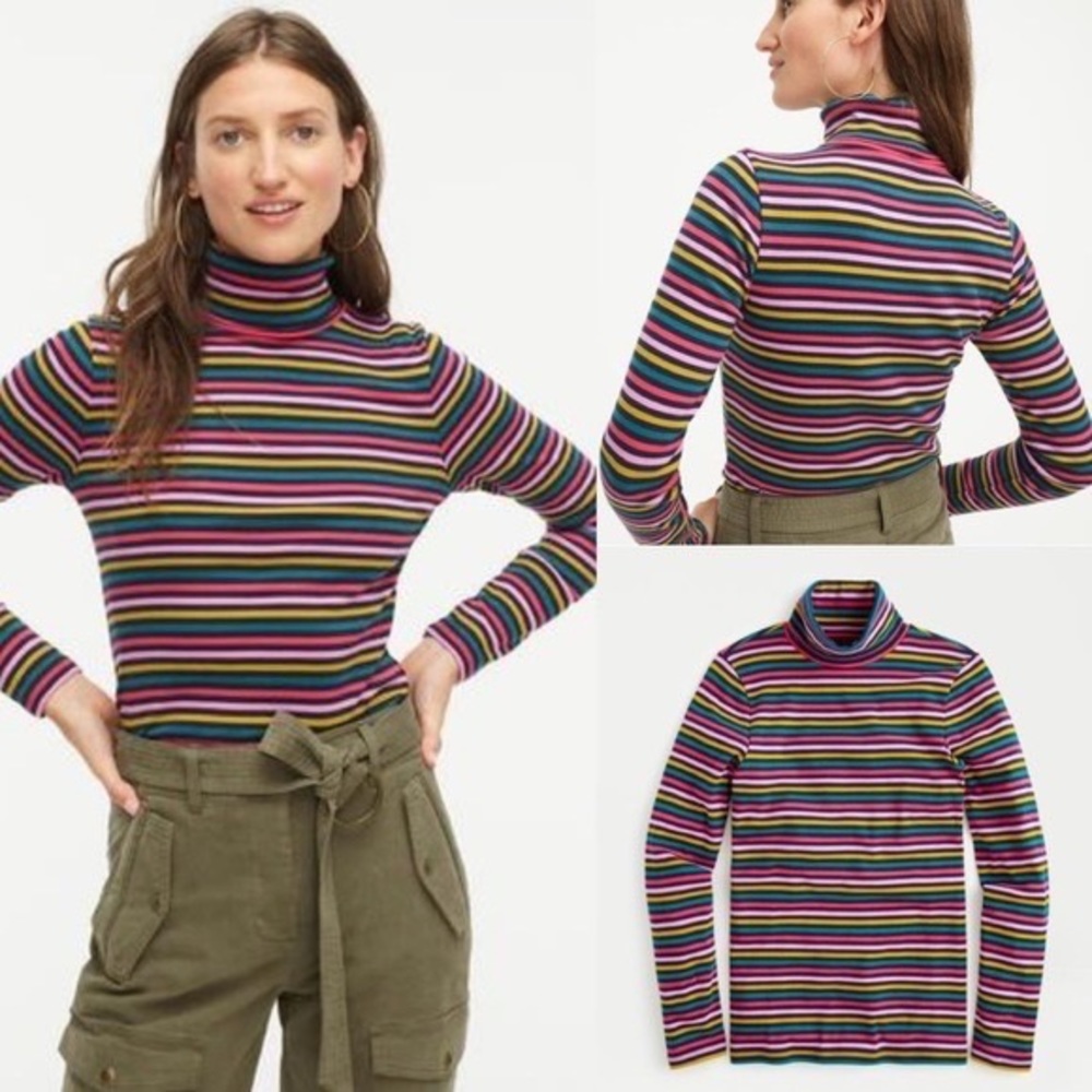 J crew perfect for cotton rainbow turtleneck